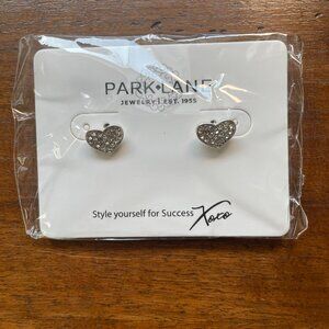 Park Lane Silver Toned Crystal Heart Stud Earrings